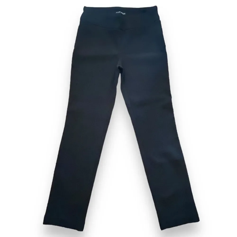 Hilary Radley Black Textured Slim Leg High Rise Stretch Ponte Pants Size 6 - Picture 2 of 11